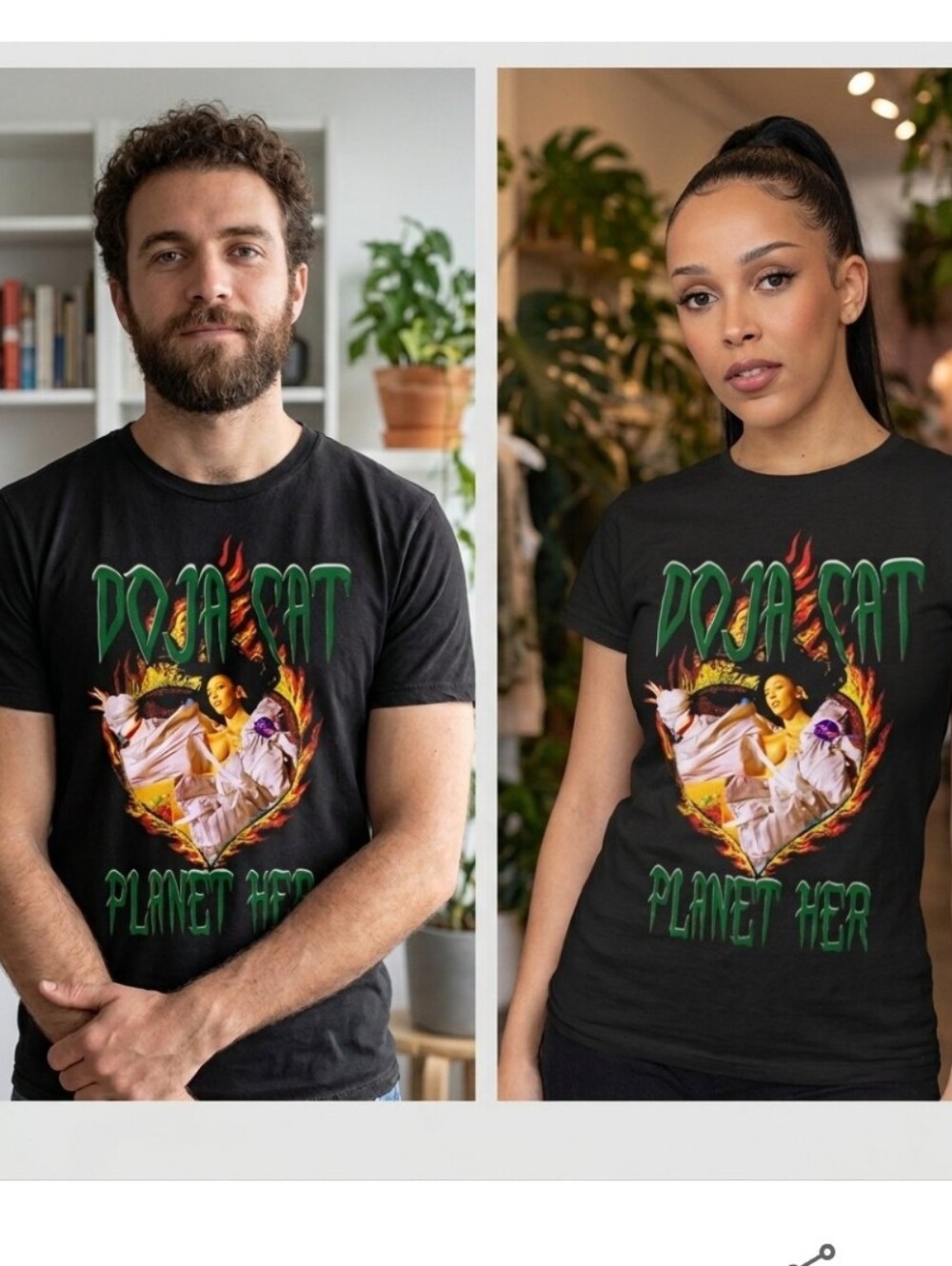 Doja Cat 'Planet Her' Black Graphic Unisex Tee with Green Lettering
